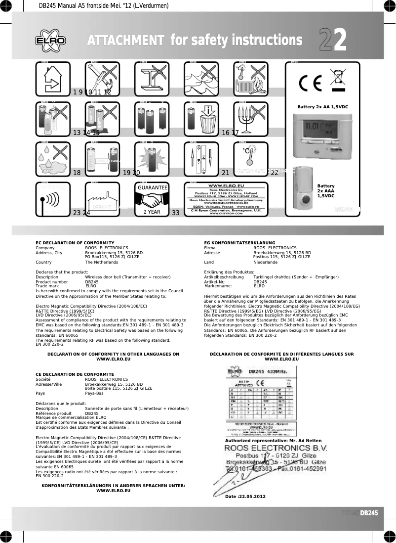 Page 1 of the manual User Manual Elro DB245
