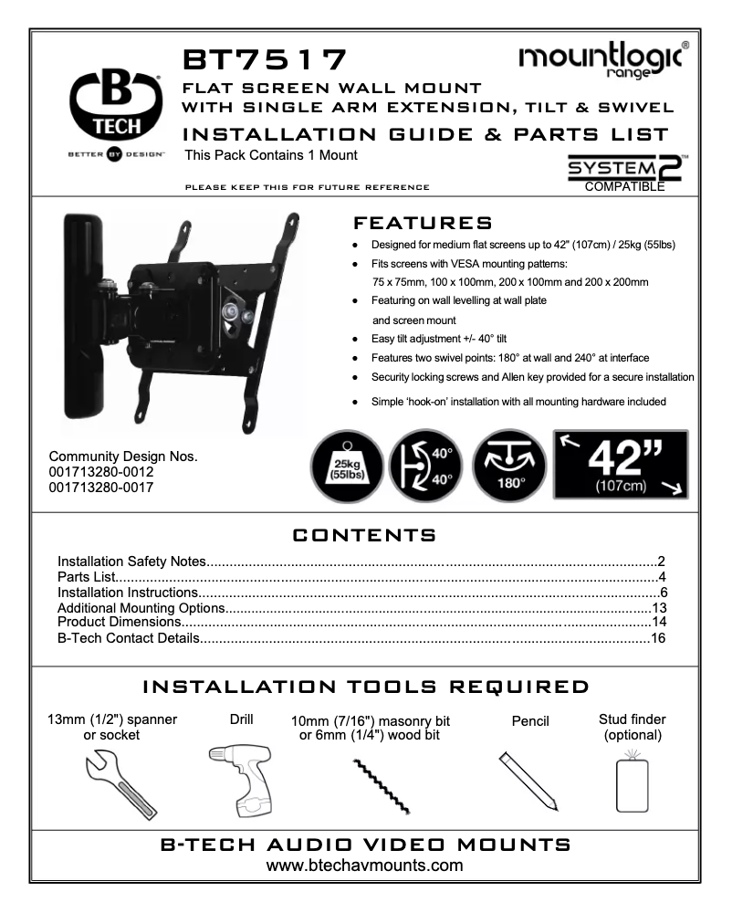 Page 1 of the manual User Manual B-Tech BT7517