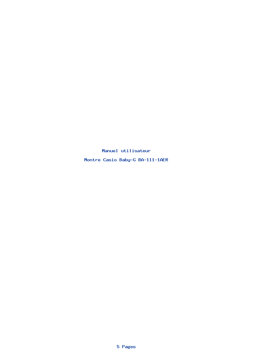 Page 1 de la notice Manuel utilisateur Casio Baby-G BA-111-1AER