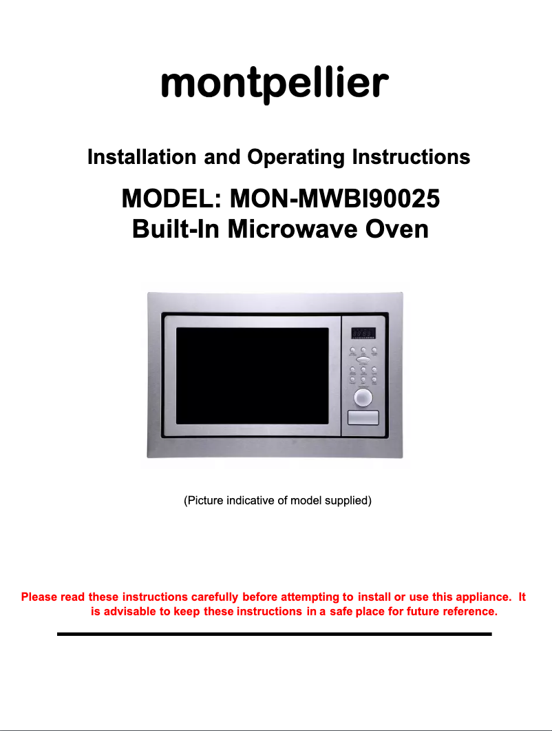 Página 1 del manual Manual de usuario Montpellier MWBI90025