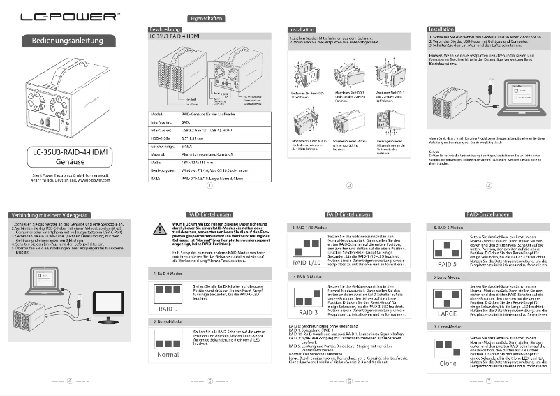 Page 1 of the manual User Manual LC-Power LC-35U3-RAID-4-HDMI