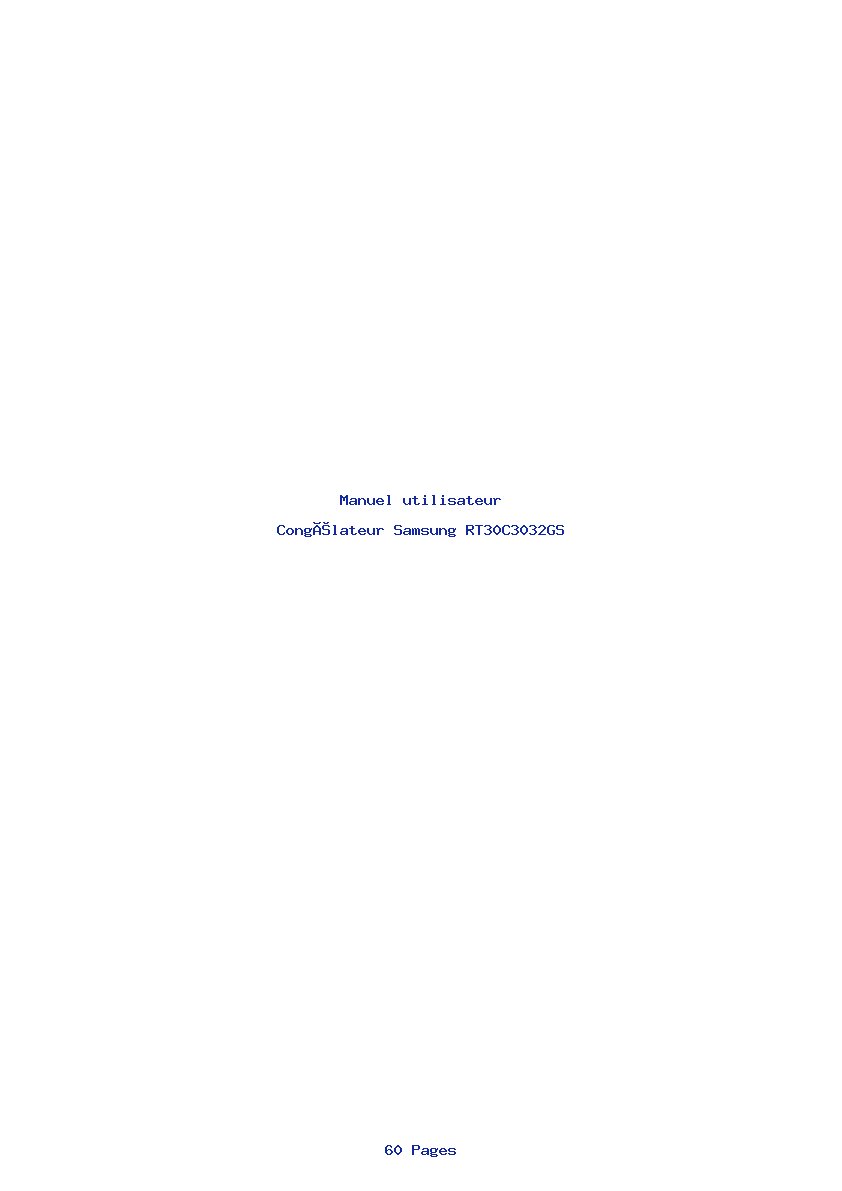 Page 1 de la notice Manuel utilisateur Samsung RT30C3032GS