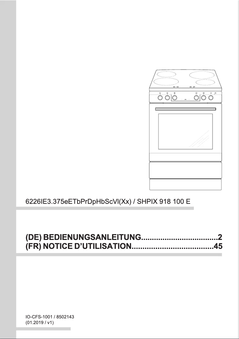 Page 1 de la notice Manuel utilisateur Amica SHPIX 918 100 E