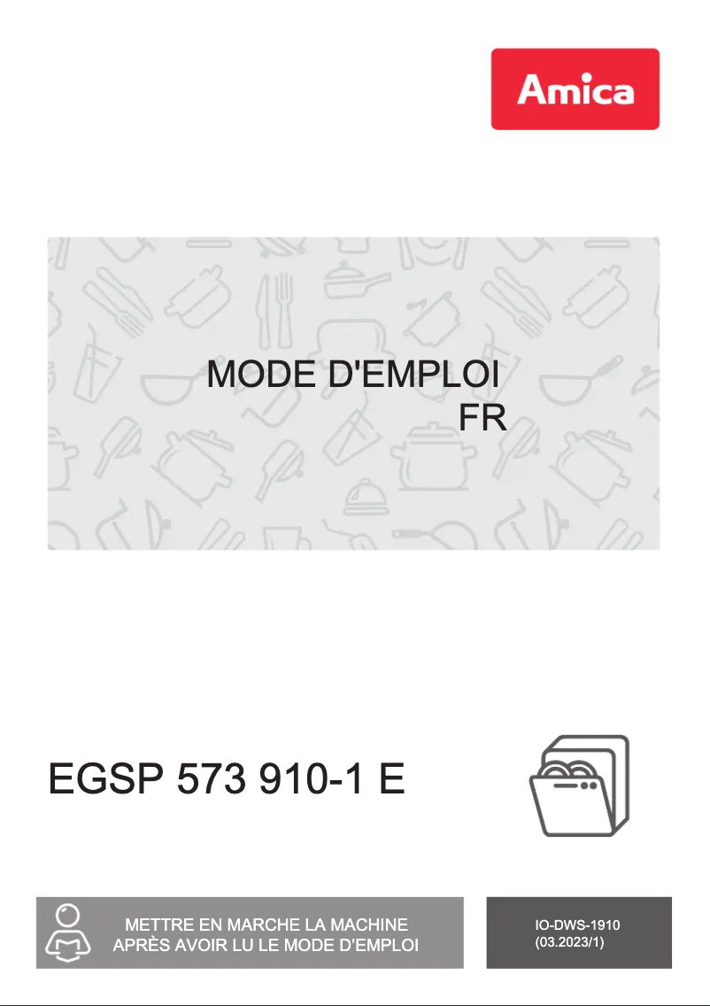 Page 1 de la notice Manuel utilisateur Amica EGSP 573 910-1 E