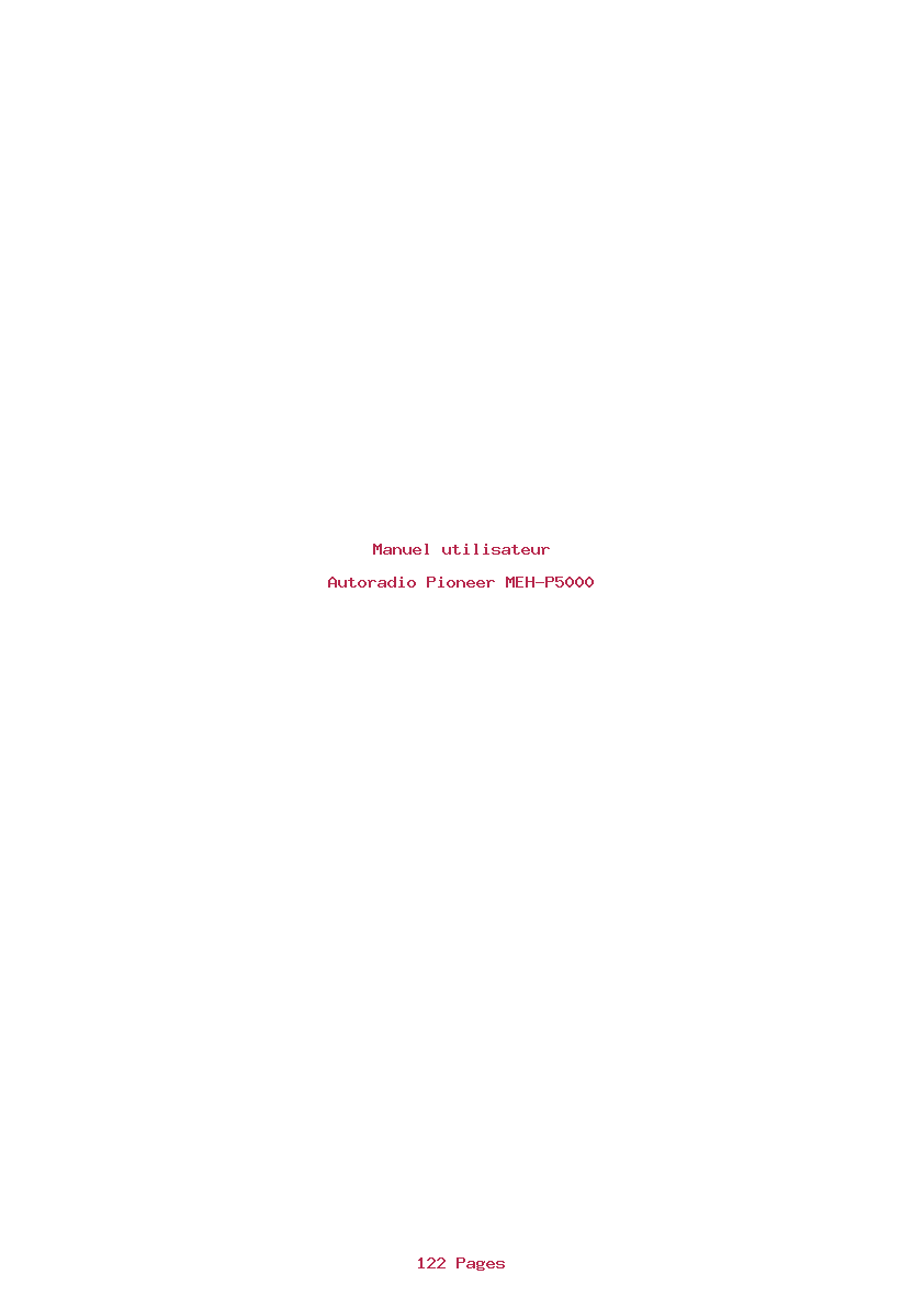 Page 1 de la notice Manuel utilisateur Pioneer MEH-P5000