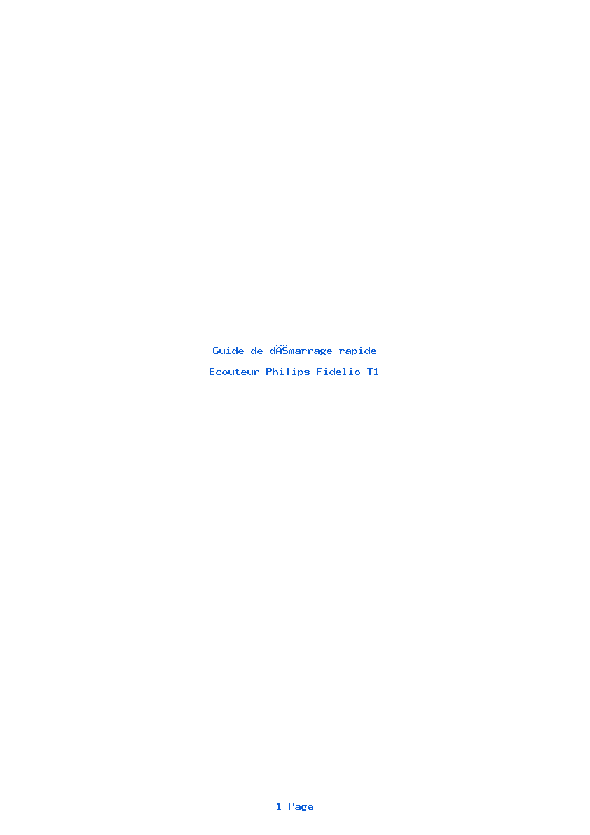 Image de la première page du manuel de l'appareil Fidelio T1