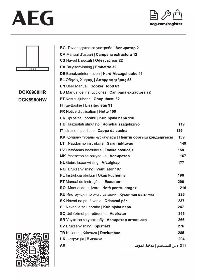 Page 1 de la notice Manuel utilisateur AEG DCK6980HW