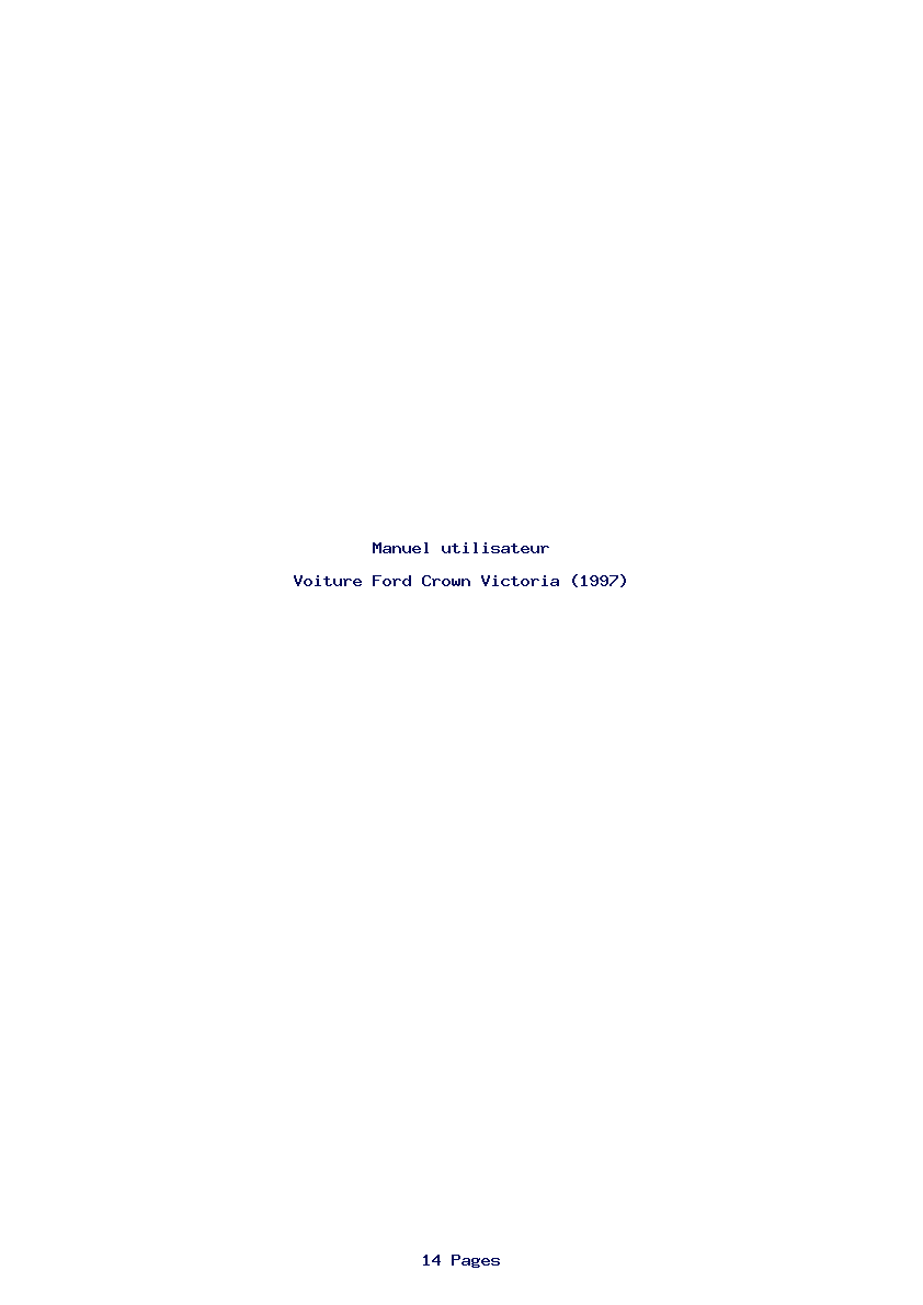 Page 1 de la notice Manuel utilisateur Ford Crown Victoria (1997)