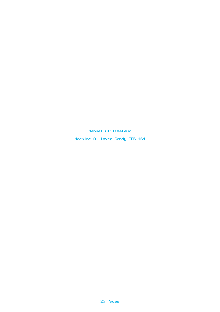 Page 1 de la notice Manuel utilisateur Candy CDB 464