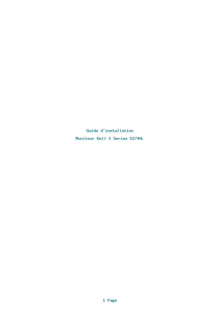 Page 1 de la notice Guide d'installation Dell S Series S2740L