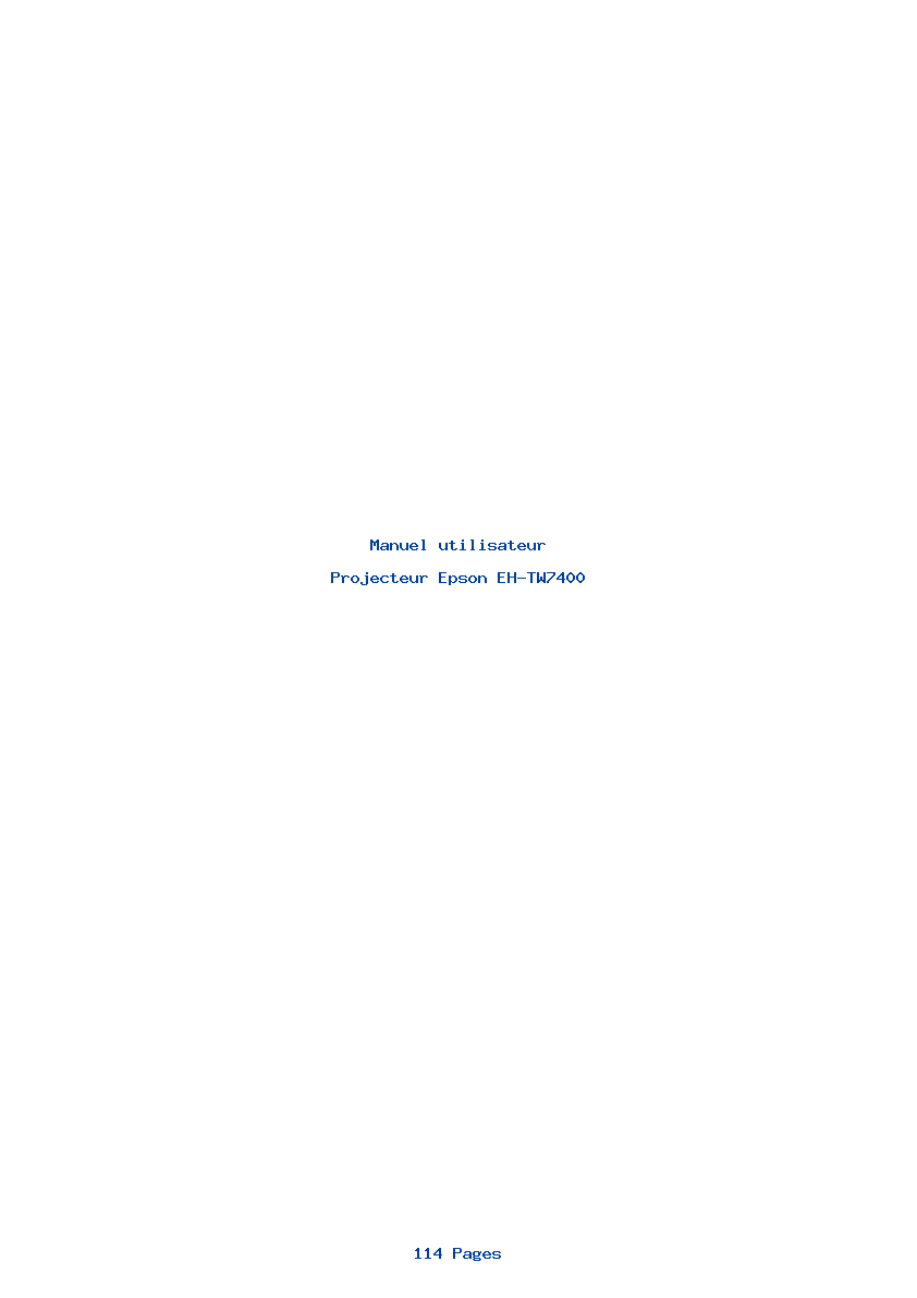 Page 1 de la notice Manuel utilisateur Epson EH-TW7400
