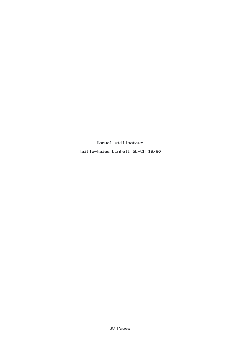 Page 1 de la notice Manuel utilisateur Einhell GE-CH 18/60