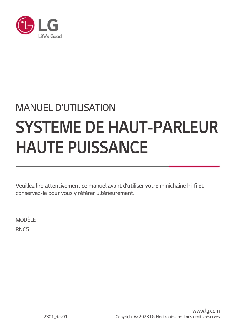 Page 1 de la notice Manuel utilisateur LG RNC5