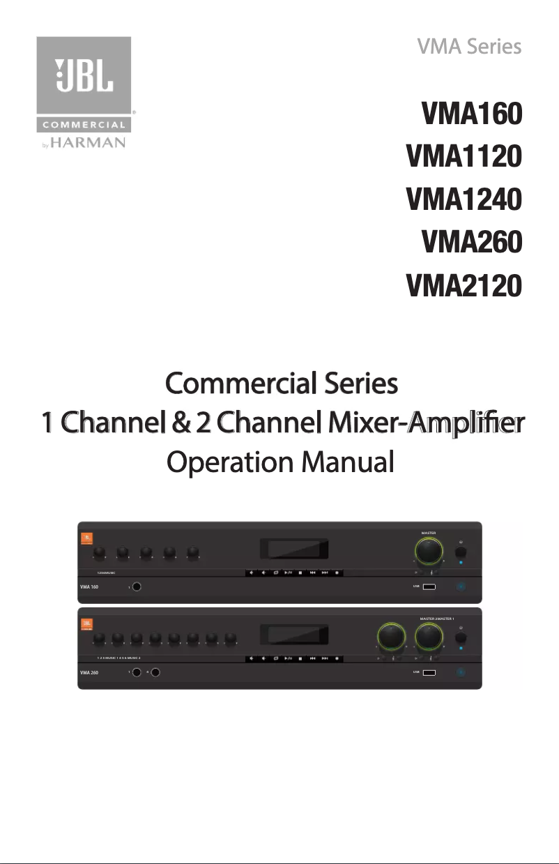 Page 1 de la notice Manuel utilisateur JBL VMA 2120