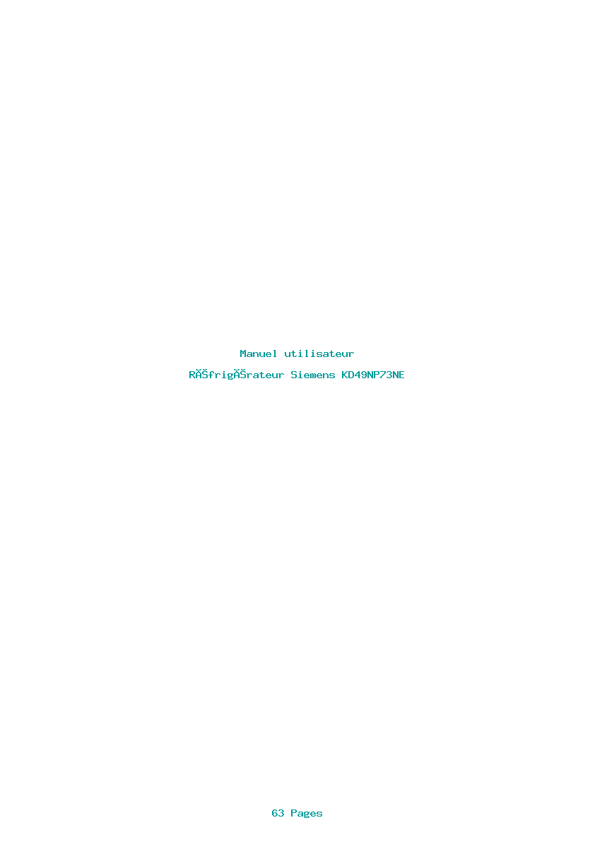 Page 1 de la notice Manuel utilisateur Siemens KD49NP73NE