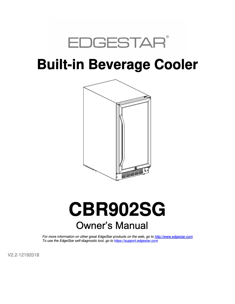 Page 1 de la notice Guide d'installation EdgeStar CBR902SG