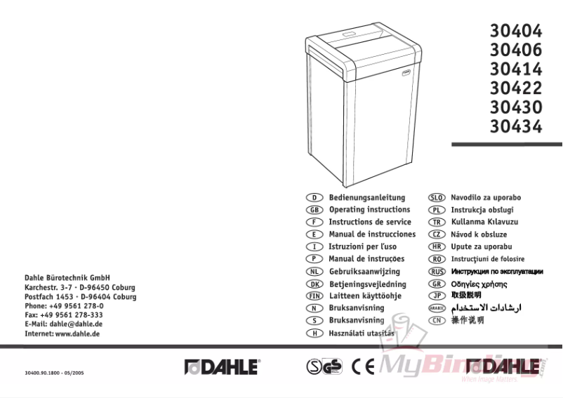 Page 1 de la notice Manuel utilisateur Dahle 30422