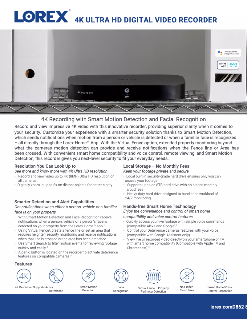 Page 1 de la notice Fiche technique Lorex ACCPWR12V2AH4PK2B