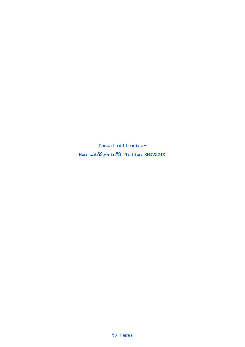 Page 1 de la notice Manuel utilisateur Philips RWDV3210