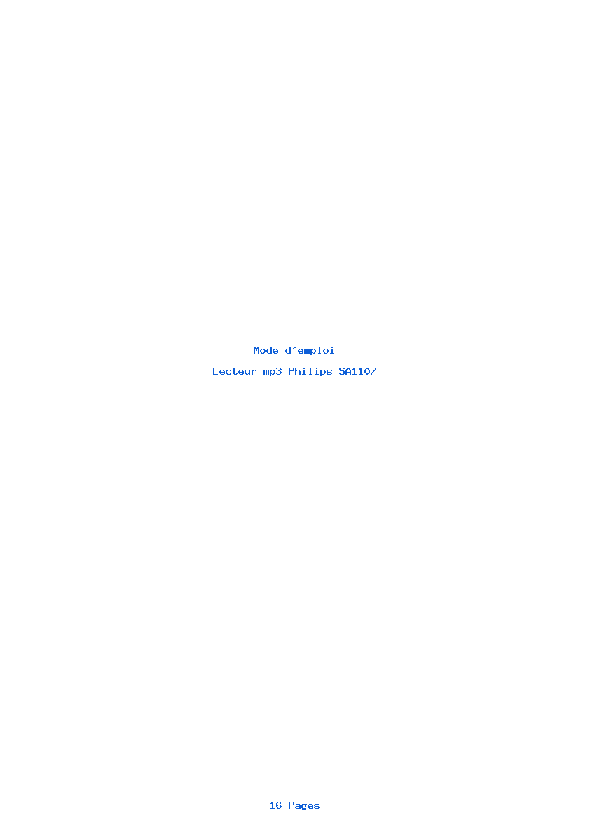 Page 1 de la notice Mode d'emploi Philips SA1107