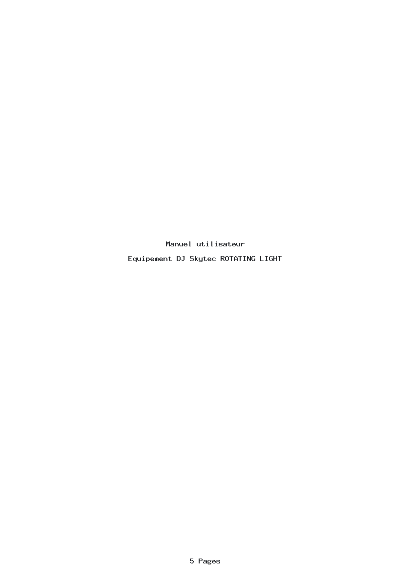 Page 1 de la notice Manuel utilisateur Skytec ROTATING LIGHT