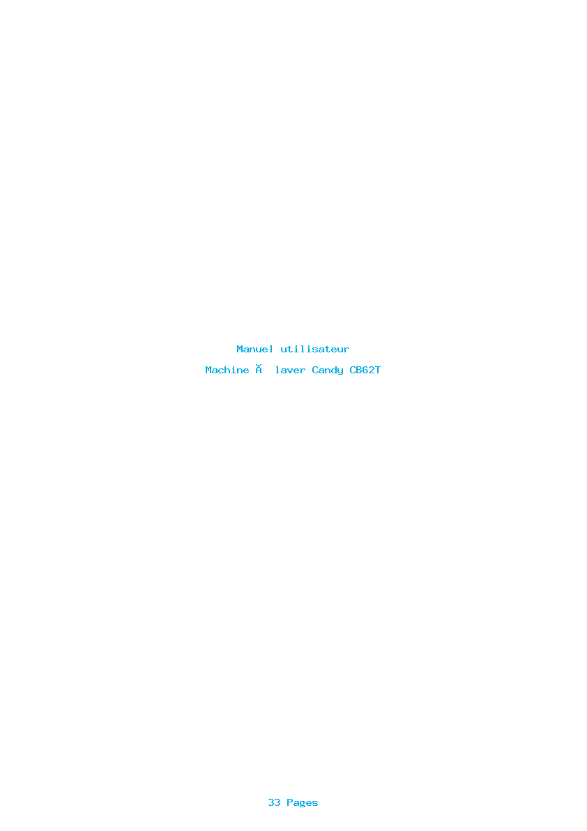 Page 1 de la notice Manuel utilisateur Candy CB62T