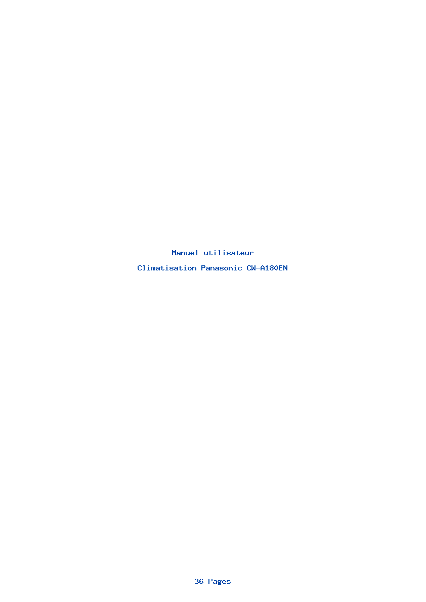 Page 1 de la notice Manuel utilisateur Panasonic CW-A180EN