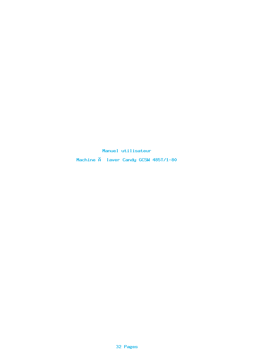 Page 1 de la notice Manuel utilisateur Candy GCSW 485T/1-80