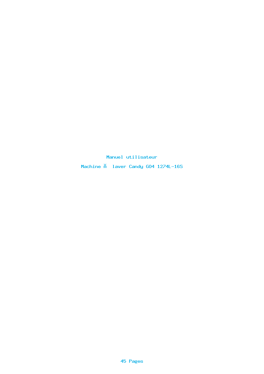 Page 1 de la notice Manuel utilisateur Candy GO4 1274L-16S