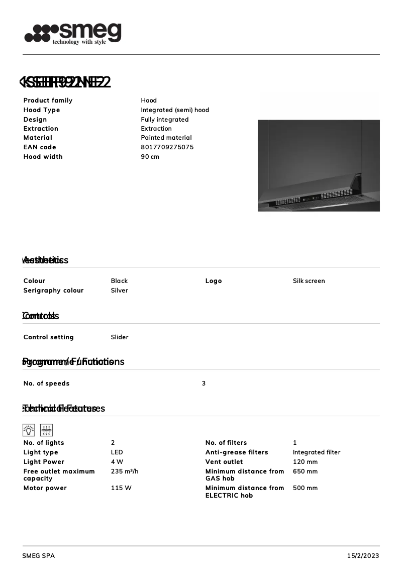 Page 1 de la notice Brochure Smeg KSEIR92NE2