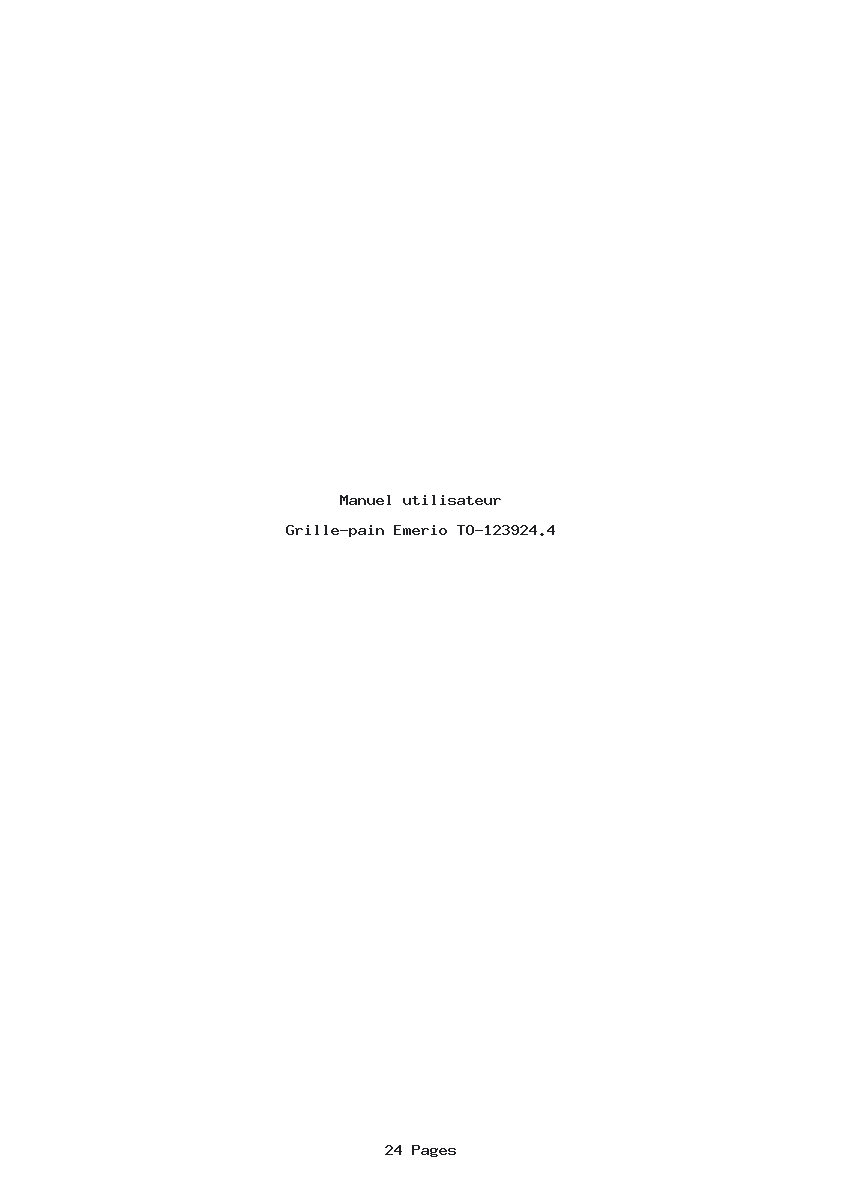 Page 1 de la notice Manuel utilisateur Emerio TO-123924.4