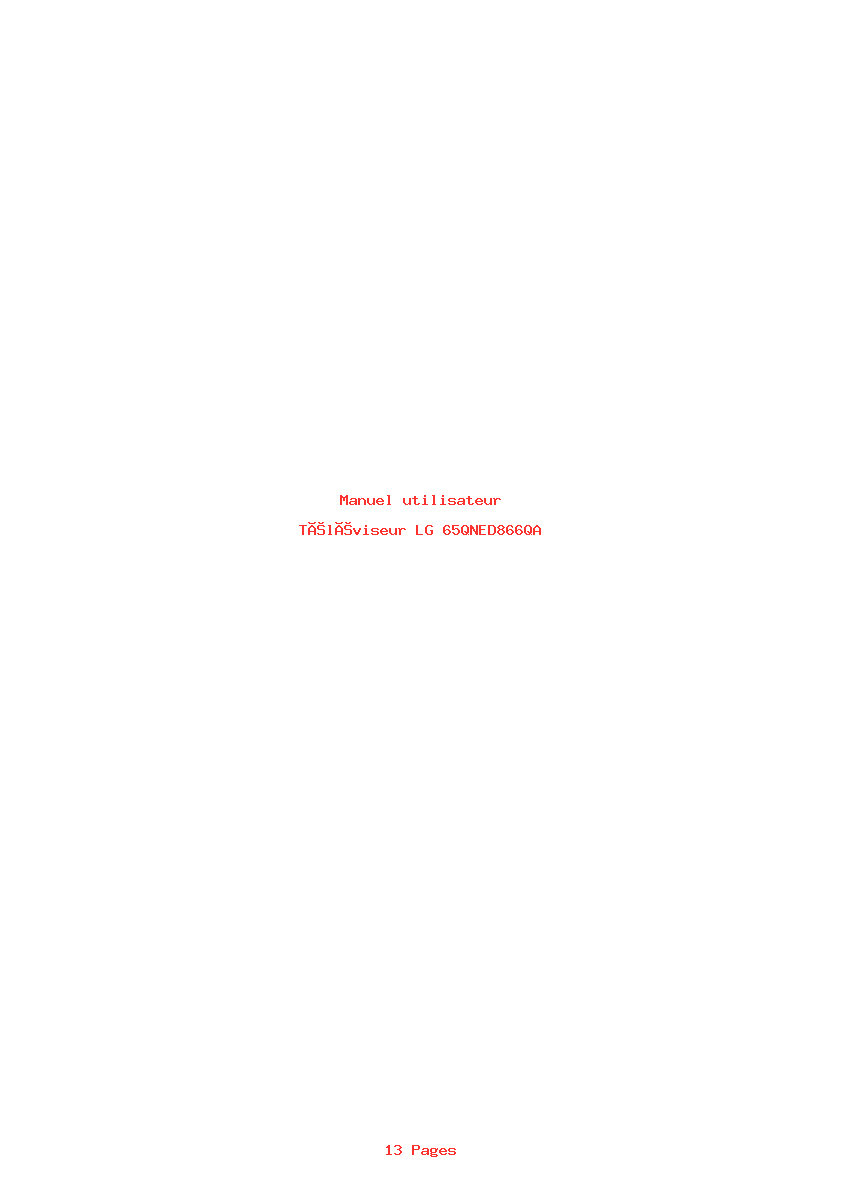 Page 1 de la notice Manuel utilisateur LG 65QNED866QA