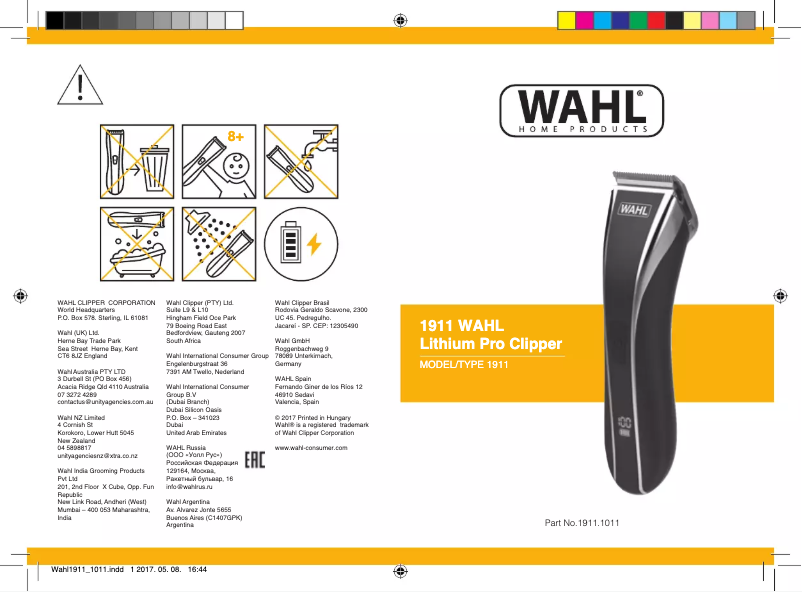 Page 1 de la notice Manuel utilisateur Wahl Lithium Pro LCD 1911