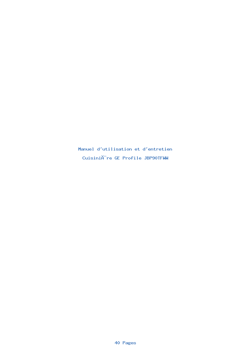 Image de la première page du manuel de l'appareil Profile JBP90TFWW