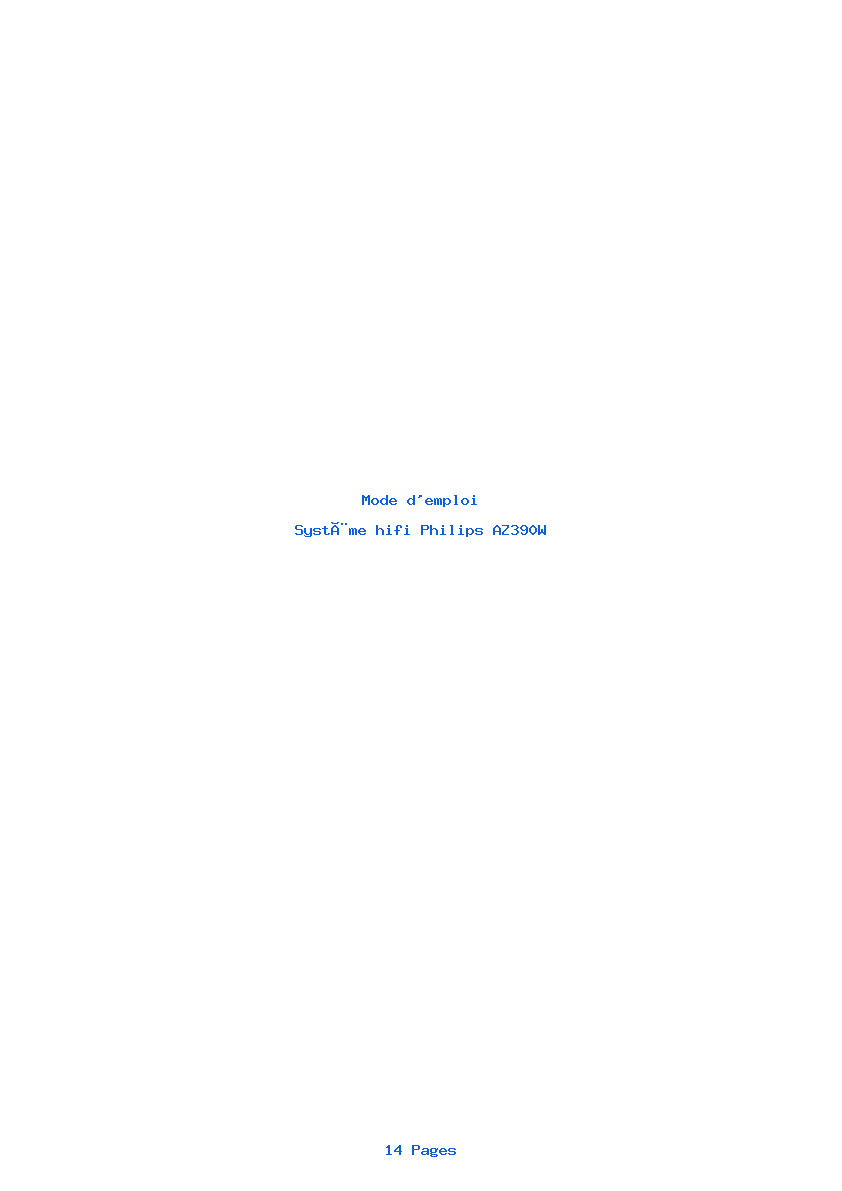Page 1 de la notice Mode d'emploi Philips AZ390W