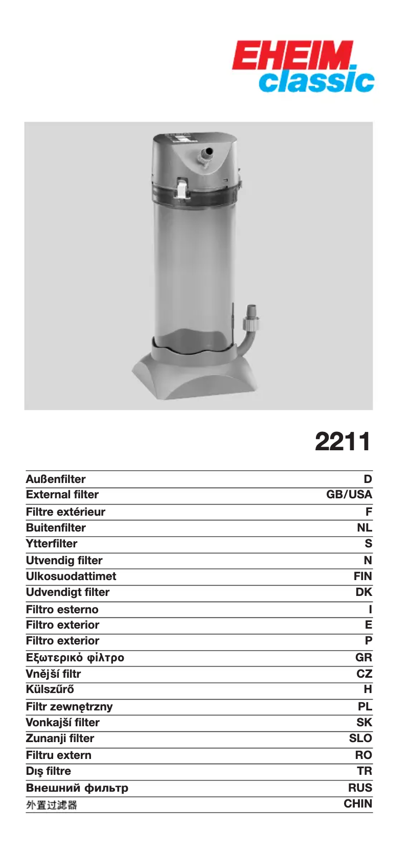 Page 1 de la notice Manuel utilisateur Eheim Classic 150