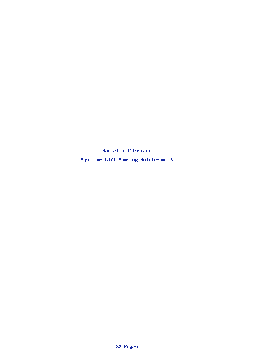 Page 1 de la notice Manuel utilisateur Samsung Multiroom M3