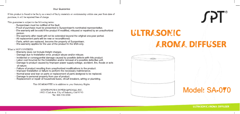 Page 1 de la notice Manuel utilisateur SPT SA-070
