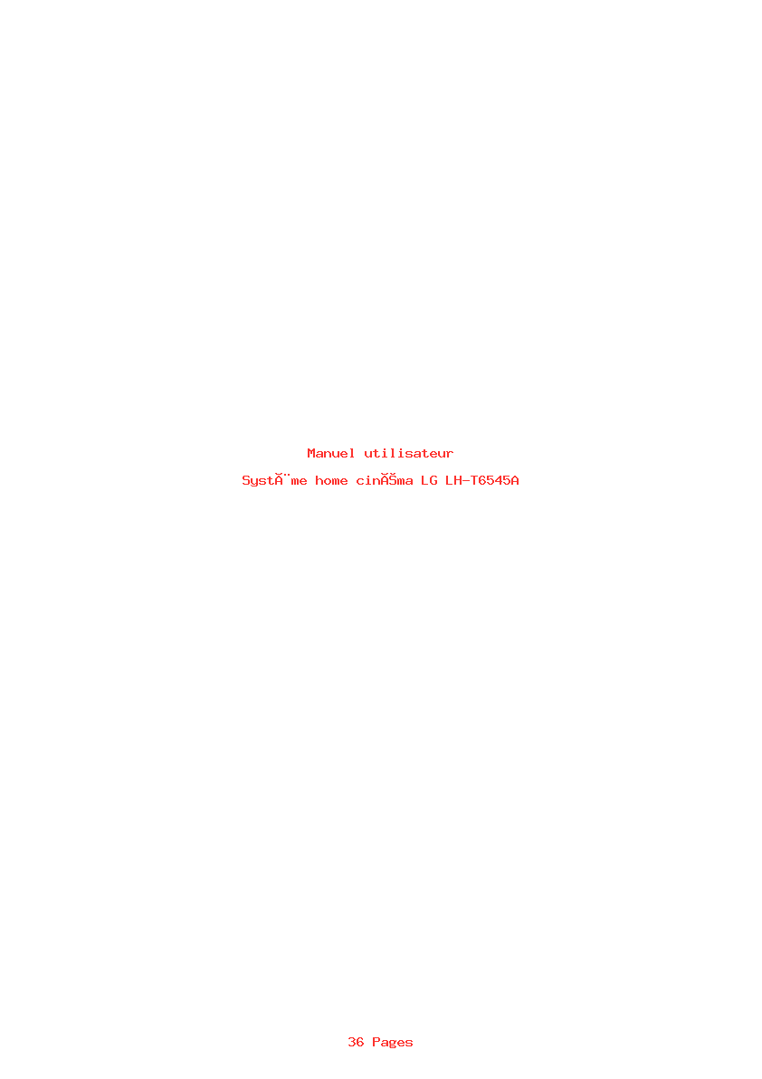 Page 1 de la notice Manuel utilisateur LG LH-T6545A