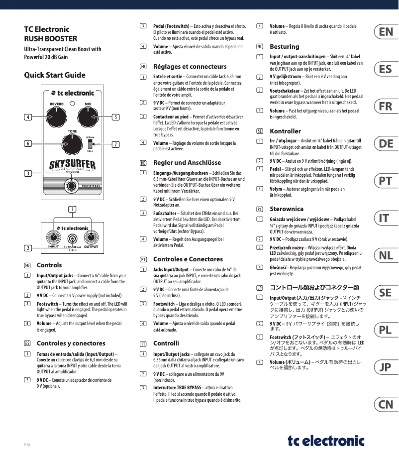 Page 1 de la notice Guide de démarrage rapide TC Electronic Rush Booster