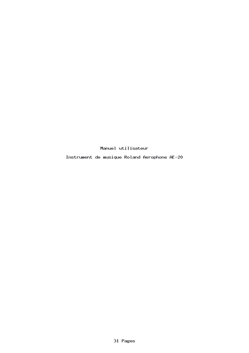 Page 1 de la notice Manuel utilisateur Roland Aerophone AE-20