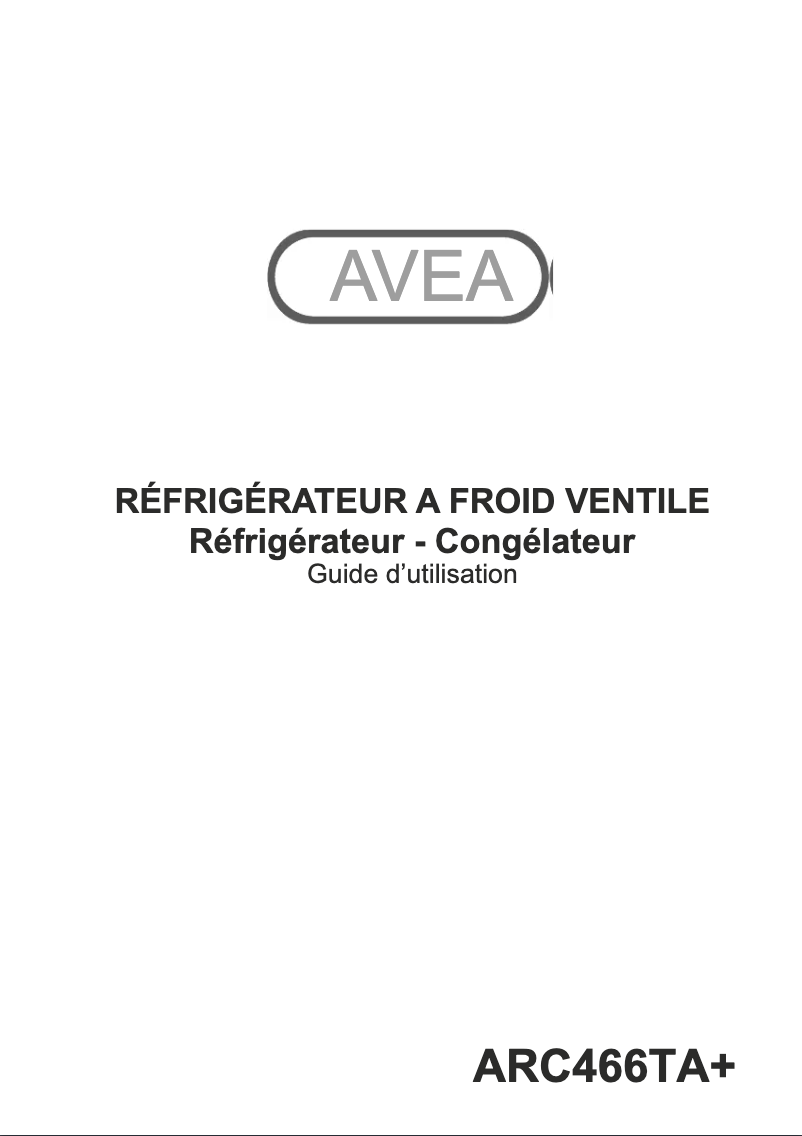 Page 1 de la notice Manuel utilisateur AVEA ARC466TA+