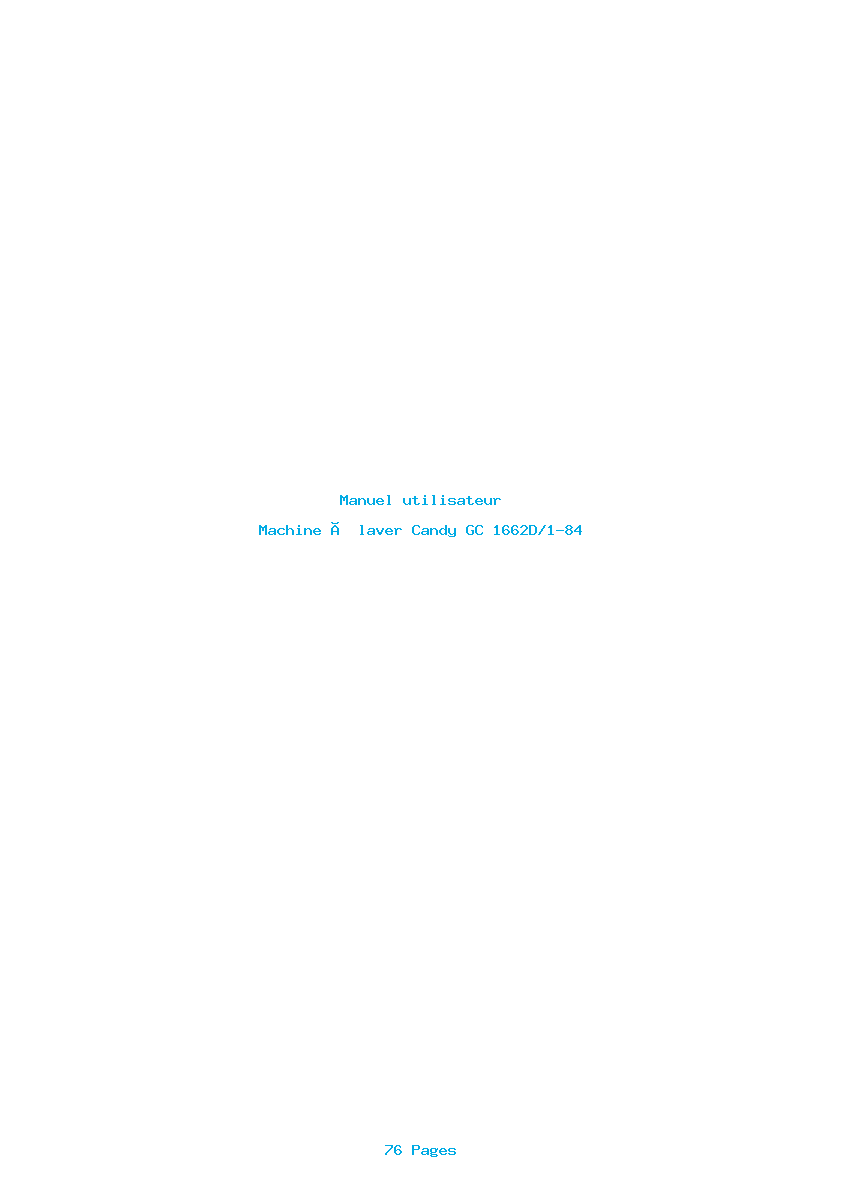 Page 1 de la notice Manuel utilisateur Candy GC 1662D/1-84