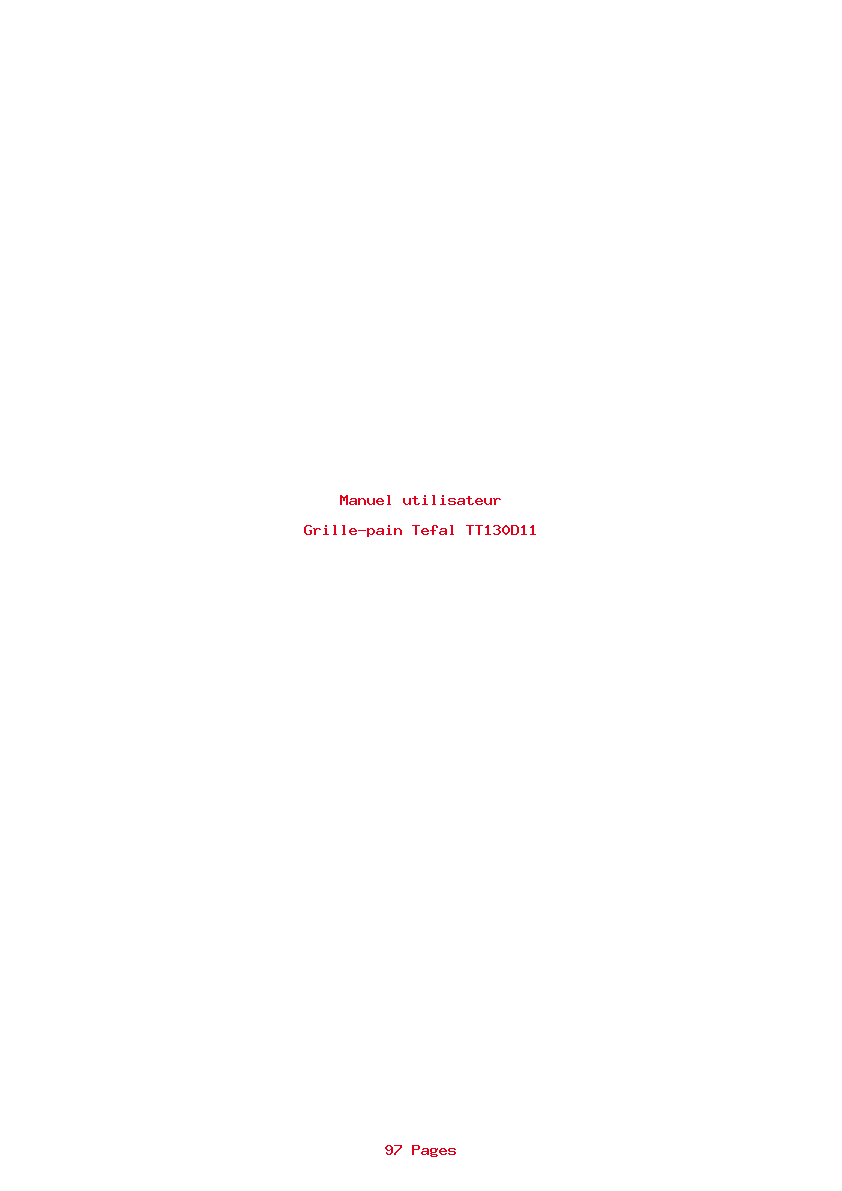 Page 1 de la notice Manuel utilisateur Tefal TT130D11
