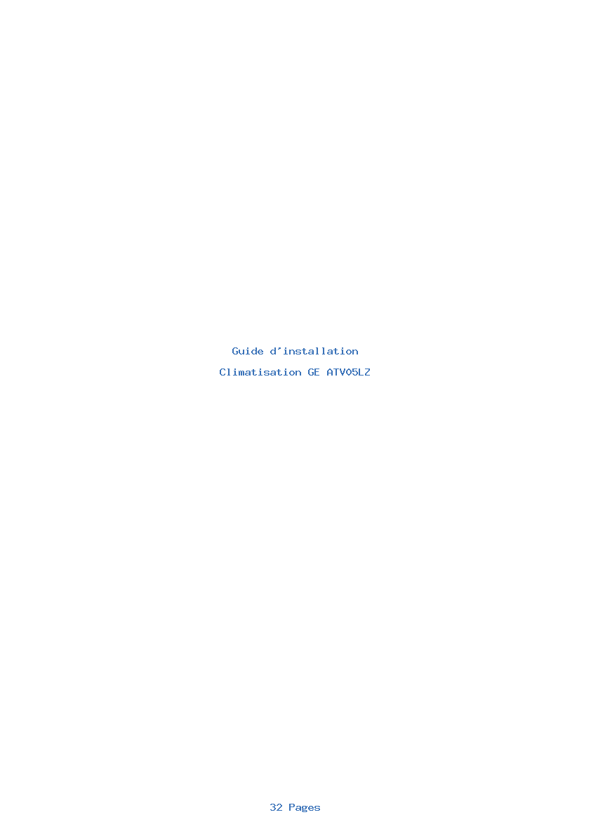 Page 1 de la notice Guide d'installation GE ATV05LZ