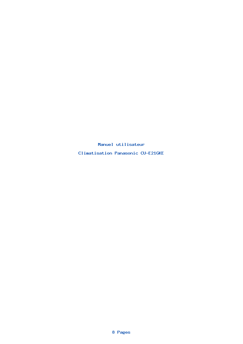 Page 1 de la notice Manuel utilisateur Panasonic CU-E21GKE
