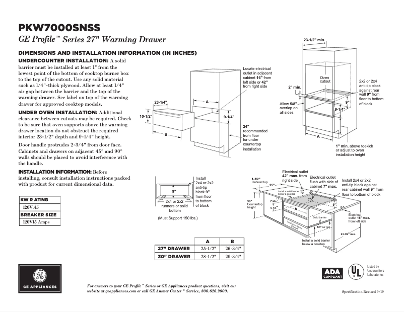 Página 1 del manual Instrucciones / montaje GE Profile PKW7000SNSS