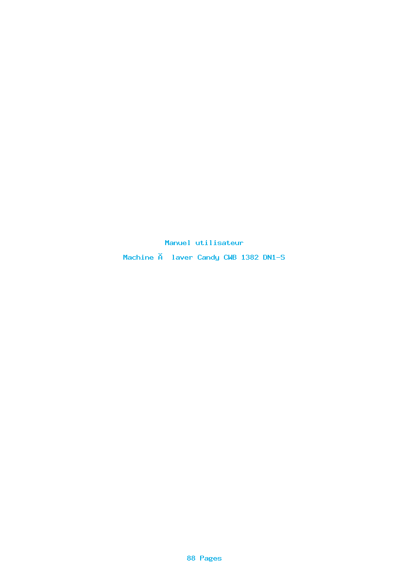 Page 1 de la notice Manuel utilisateur Candy CWB 1382 DN1-S