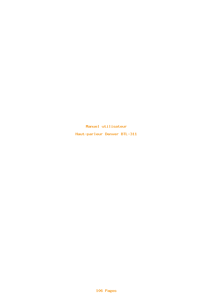 Page 1 de la notice Manuel utilisateur Denver BTL-311
