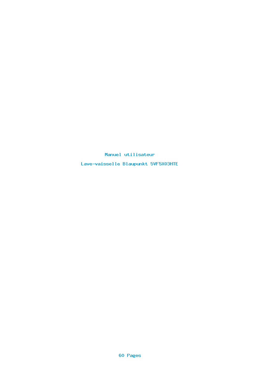 Page 1 de la notice Manuel utilisateur Blaupunkt 5VF5X03HTE